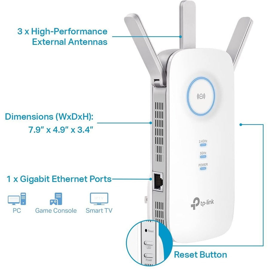 TP-Link RE550 - IEEE 802.11ac 1.86 Gbit/s Wireless Range Extender