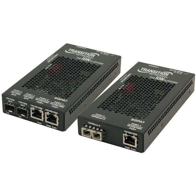 Transition Networks SGPAT1040-105-NA PoE+ Media Converter - Gigabit Ethernet SFP Fiber