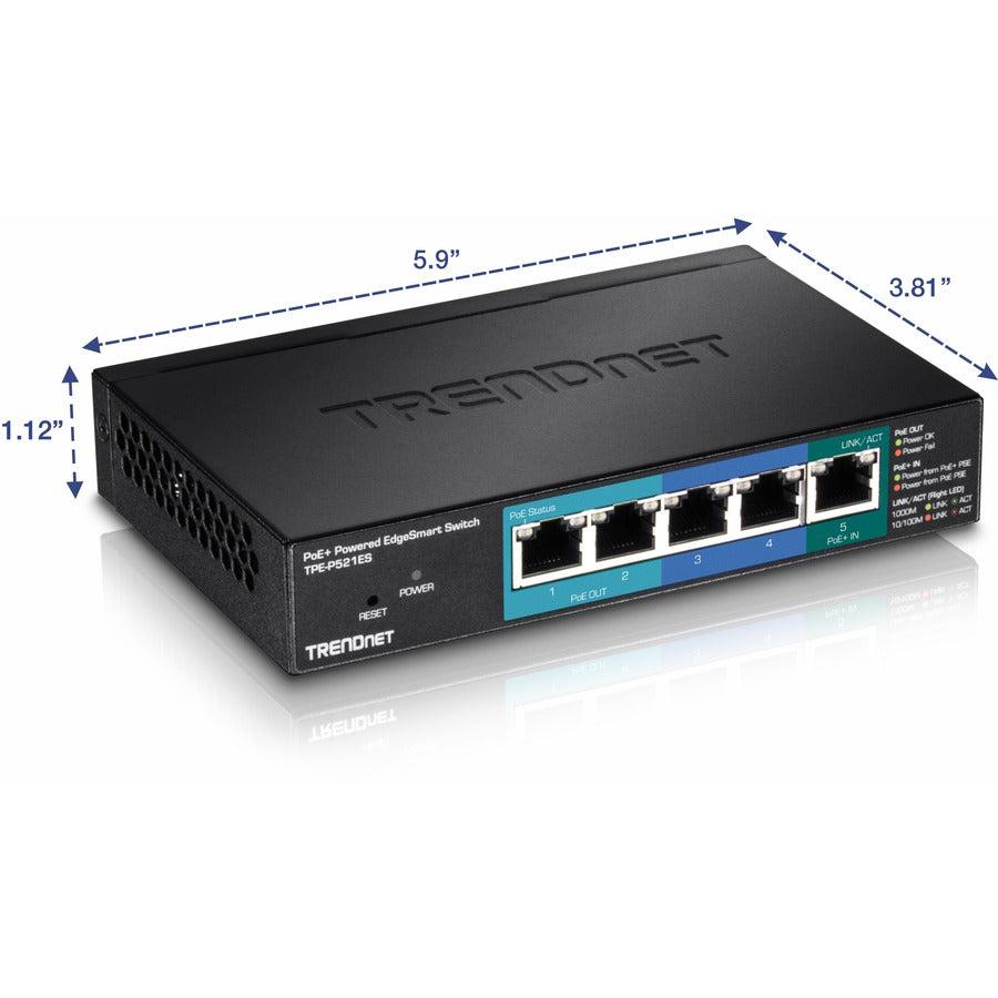 TrendNet TPE-P521ES 5-Port Gigabit PoE+ Powered EdgeSmart Switch
