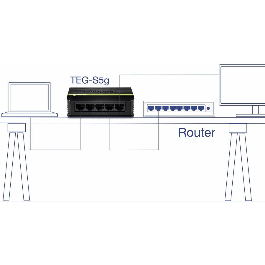 Trendnet 5-Port Gigabit Greennet Switch Unmanaged Black