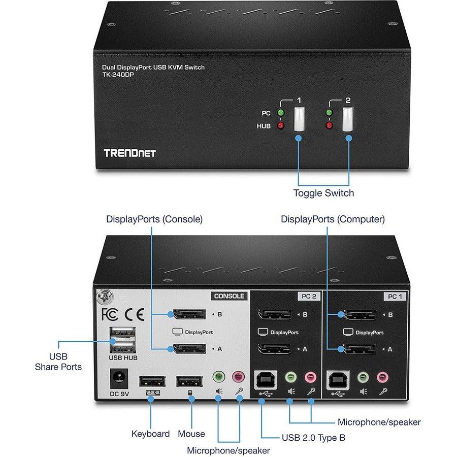 Trendnet Tk-240Dp Kvm Switch Black