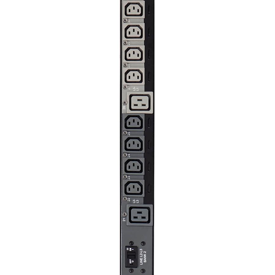 Tripp Lite 14.5Kw 3-Phase Pdu, Vertical, Switched, 0U, 24 Iec C13, 6 Iec C19 To Hubbell 50A Cs8365C - 6 Ft. Cord, Taa