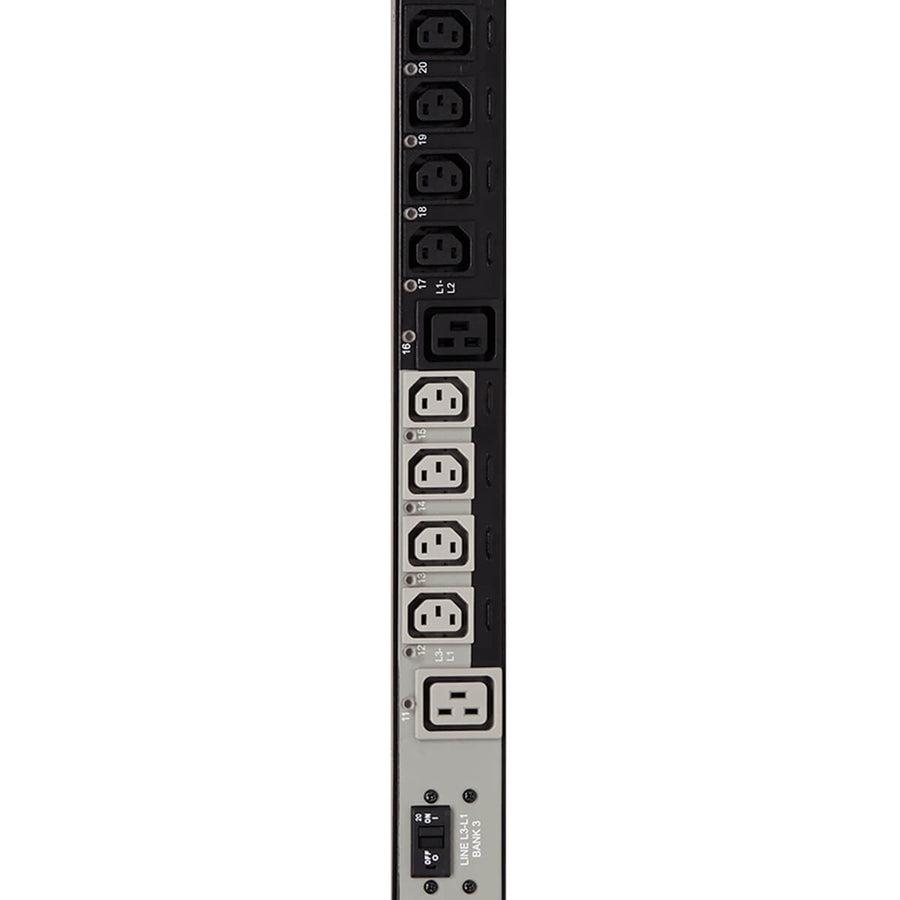 Tripp Lite 14.5Kw 3-Phase Pdu, Vertical, Switched, 0U, 24 Iec C13, 6 Iec C19 To Hubbell 50A Cs8365C - 6 Ft. Cord, Taa