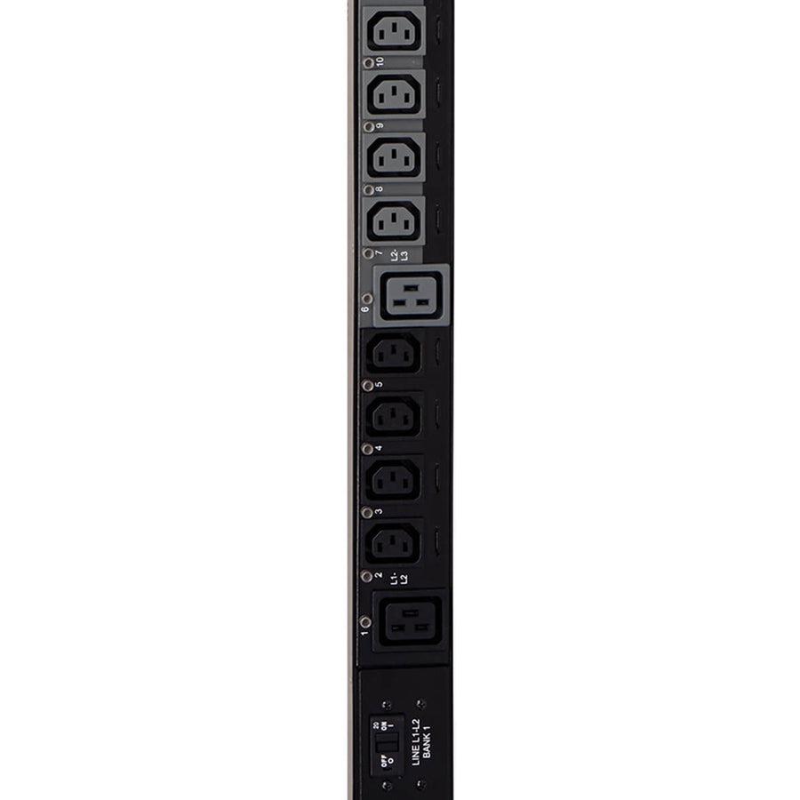 Tripp Lite 14.5Kw 3-Phase Pdu, Vertical, Switched, 0U, 24 Iec C13, 6 Iec C19 To Hubbell 50A Cs8365C - 6 Ft. Cord, Taa