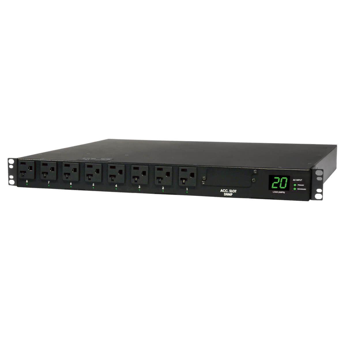 Tripp Lite 1.9Kw Single-Phase Ats / Metered Pdu, 120V (16 5-15/20R), 2 L5-20P / 5-20P Adapters, 2 12Ft Cords, 1U Rack-Mount