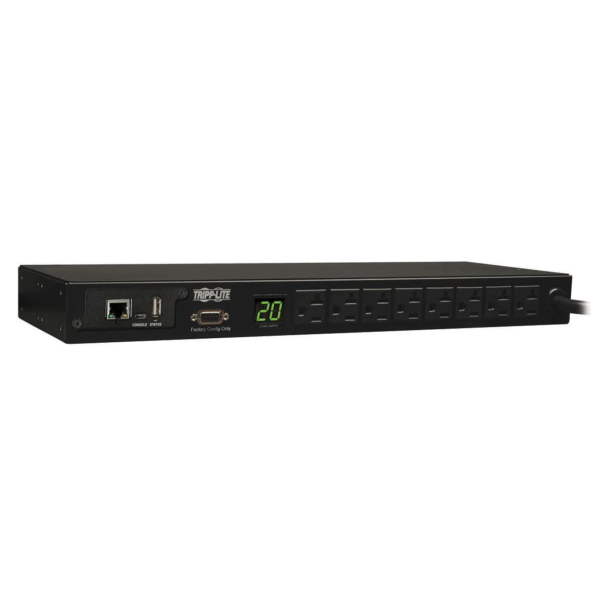 Tripp Lite 1.9Kw Single-Phase Monitored Pdu, 120V Outlets (8 5-15/20R), L5-20P/5-20P Adapter, 12Ft Cord, 1U Rack-Mount