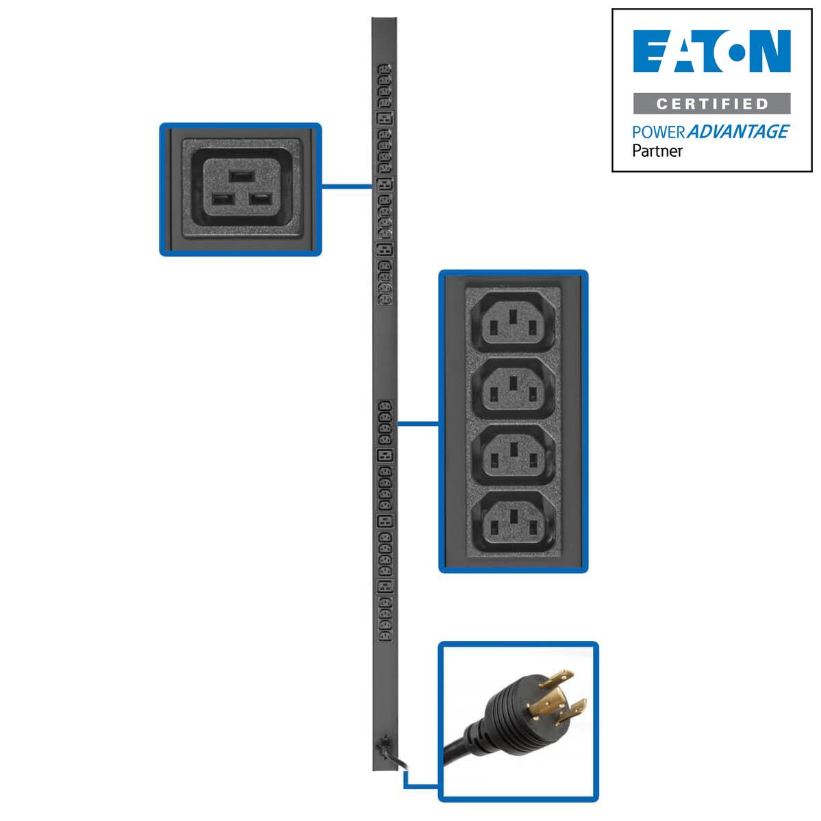 Tripp Lite 3.7Kw 208/230V Single-Phase Basic Pdu - 32 C13 & 6 C19 Outlets, L6-20P Input, 10 Ft. Cord, 63.75 In. 0U Rack