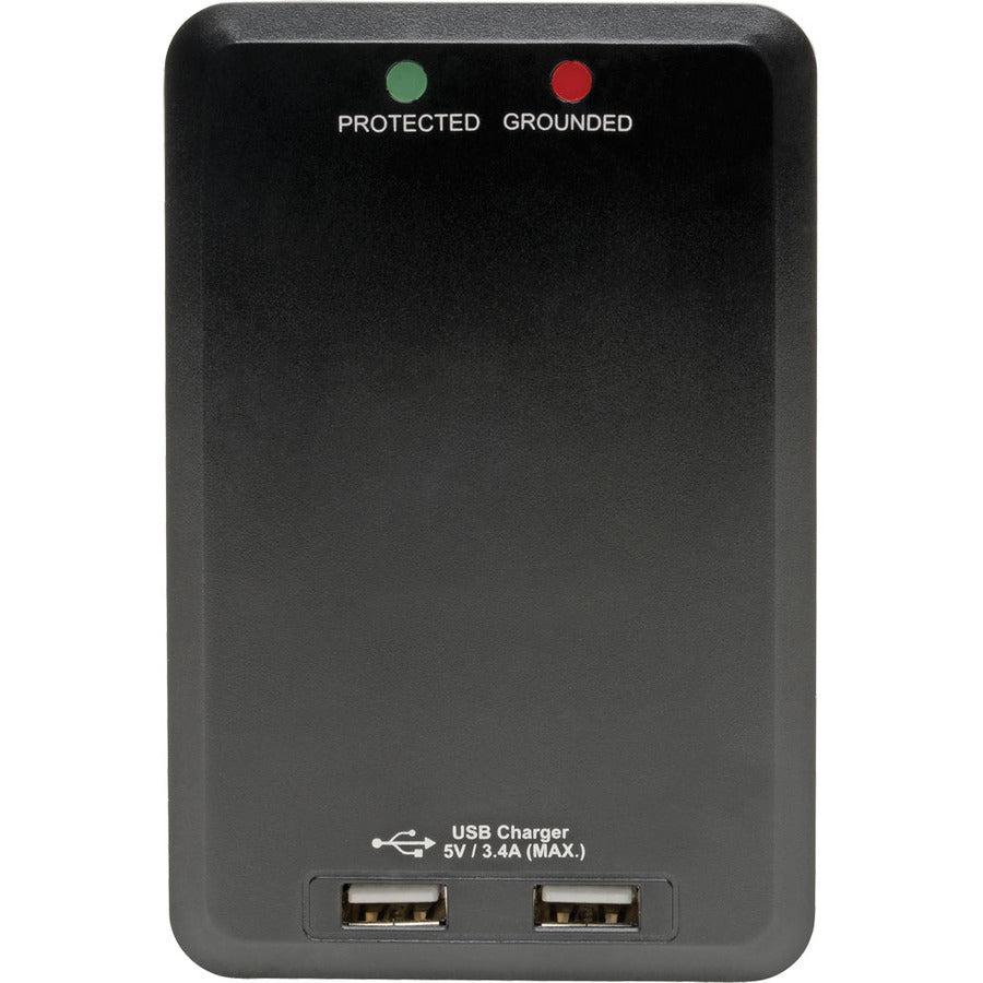 Tripp Lite 6-Outlet Surge Protector With 2 Usb Ports (3.4A Shared) - Side Load, Direct Plug-In, 1050 Joules
