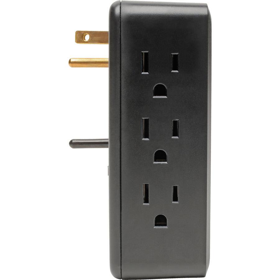 Tripp Lite 6-Outlet Surge Protector With 2 Usb Ports (3.4A Shared) - Side Load, Direct Plug-In, 1050 Joules