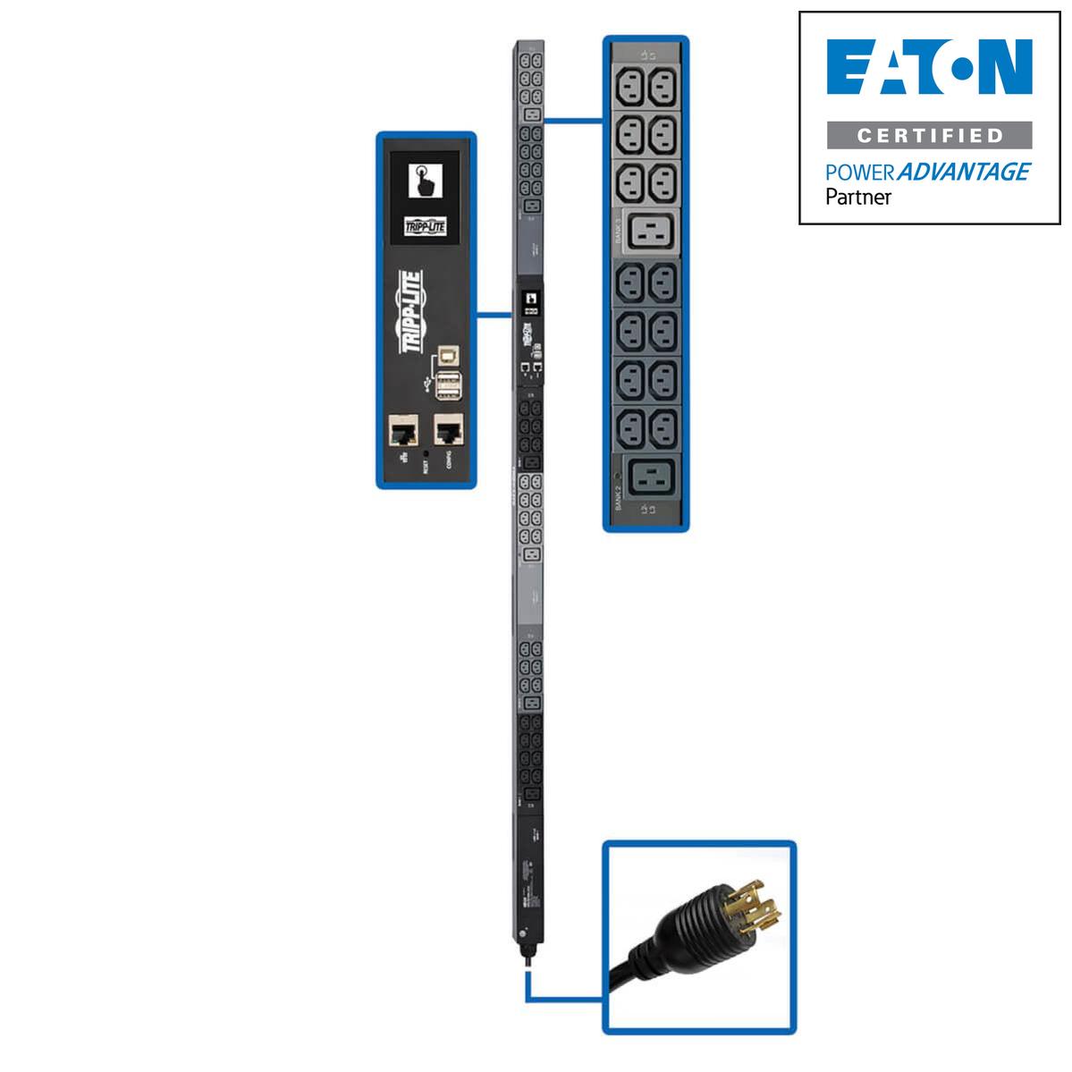 Tripp Lite 6.6Kw 3-Phase Monitored Pdu – Lx Platform, 42 C13 & 6 C19 Outlets (208/240V), L15-20P Input, 0U, Taa