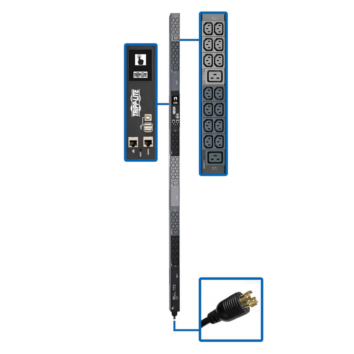 Tripp Lite 6.6Kw 3-Phase Monitored Pdu – Lx Platform, 42 C13 & 6 C19 Outlets (208/240V), L15-20P Input, 0U, Taa