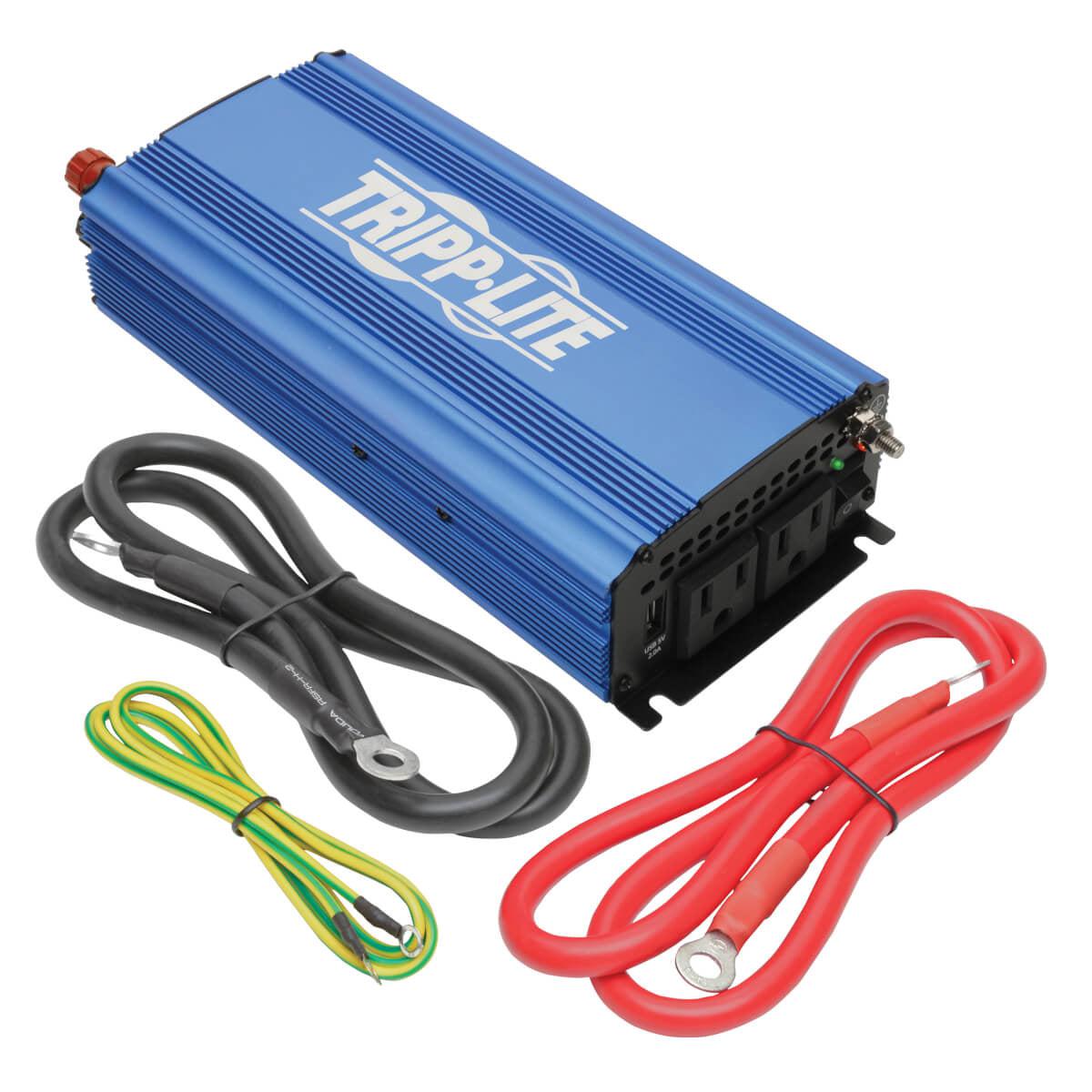 Tripp Lite 750W Light-Duty Compact Power Inverter With 2 Ac/1 Usb - 2.0A/Battery Cables, Mobile