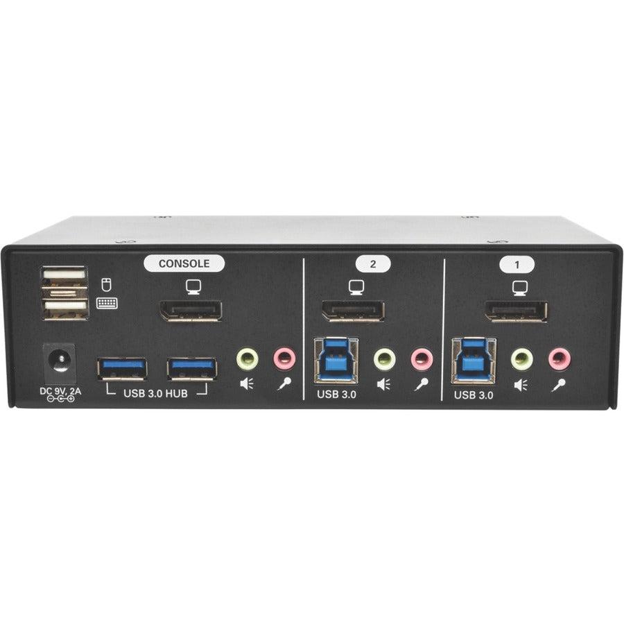 Tripp Lite B004-Dpua2-K 2-Port Displayport Kvm Switch With Audio, Cables And Usb 3.0 Superspeed Hub