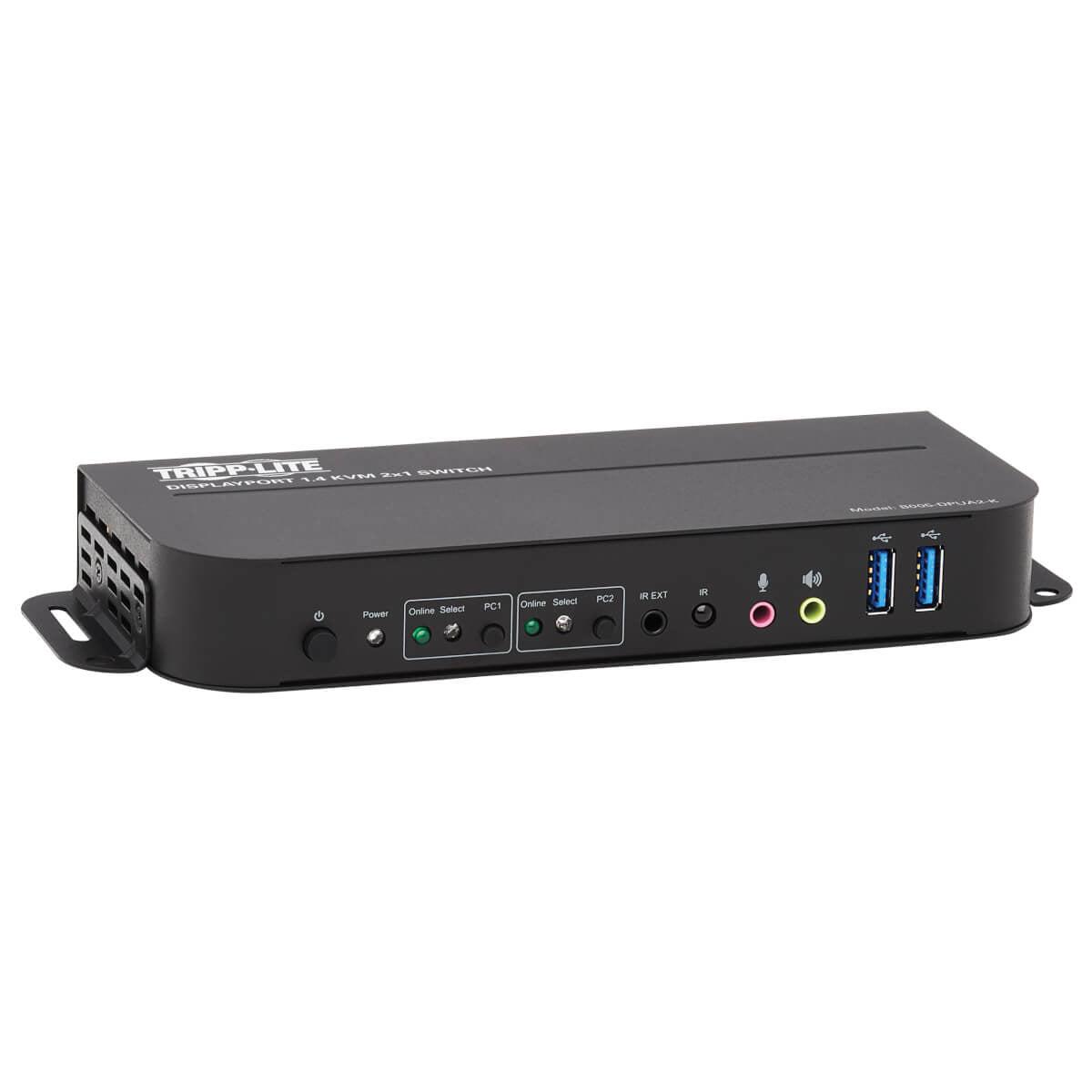 Tripp Lite B005-Dpua2-K 2-Port Displayport/Usb Kvm Switch - 4K 60 Hz, Hdr, Hdcp 2.2, Ir, Dp 1.4, Usb Sharing, Usb 3.0 Cables
