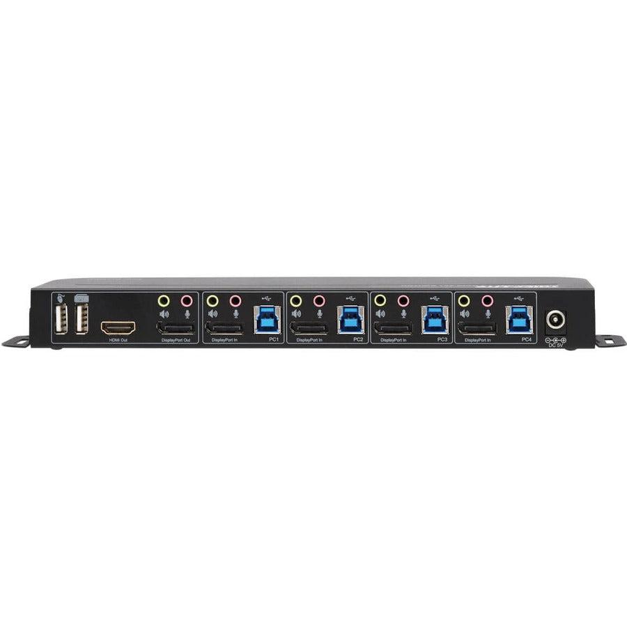Tripp Lite B005-Dpua4 4-Port Displayport/Usb Kvm Switch - 4K 60 Hz, Hdr, Hdcp 2.2, Ir, Dp 1.4, Usb Sharing