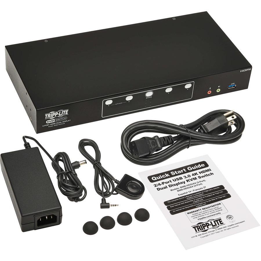 Tripp Lite B006-HD2UA4 4-Port HDMI Dual-Display KVM Switch - 4K 60Hz Multi-Computer Management | TecISoft