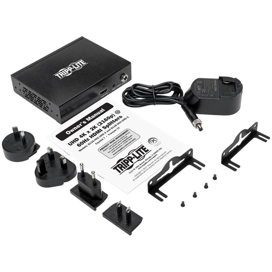 Tripp Lite B118-004-Uhd-2 4-Port Hdmi Splitter - 4K @ 60 Hz, Hdcp 2.2, Hdr, Taa
