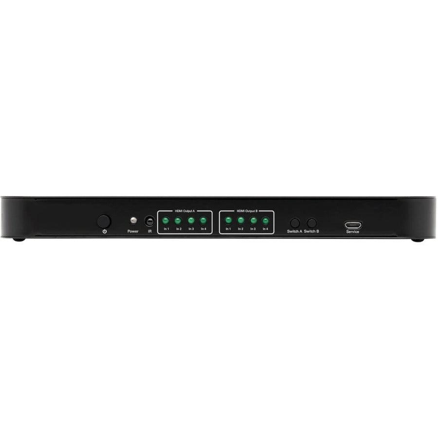 Tripp Lite B118-2X4-4K-A 4X2 Hdmi Matrix Switch/Splitter With Audio Extractor - 4K 60 Hz, Ir Control, Hdcp 2.2, 4:4:4