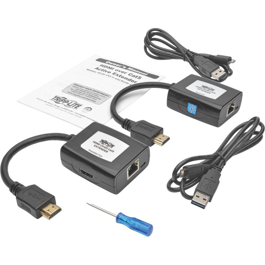 Tripp Lite B126-1A1-U Hdmi Over Cat5/6 Extender Kit, Transmitter/Receiver For Video/Audio, Usb Powered, Up To 125 Ft. (38 M), Taa