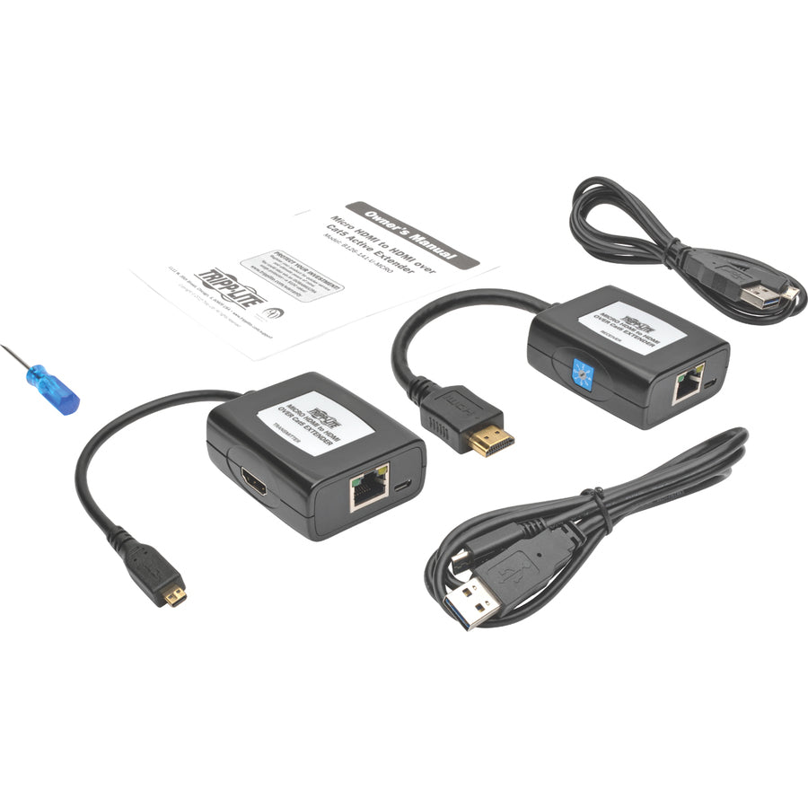 Tripp Lite B126-1A1-U-Mcro Micro-Hdmi To Hdmi Over Cat5/Cat6 Active Extender Kit, 1080P 60 Hz, Usb Powered, Up To 125 Ft. (38 M), Taa
