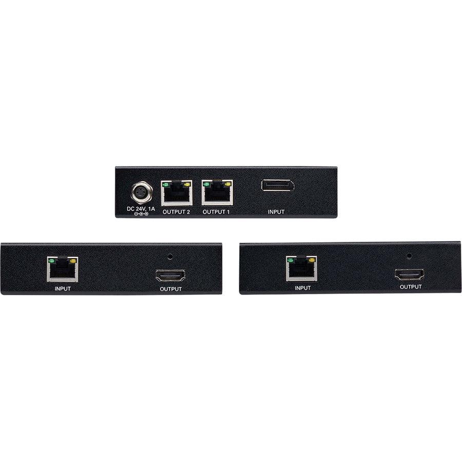 Tripp Lite B127-002-D2H 2-Port Displayport To Hdmi Over Cat6 Splitter/Extender Kit, Transmitter/Dual Receivers, 4K 60 Hz, Poc, 125 Ft., Taa