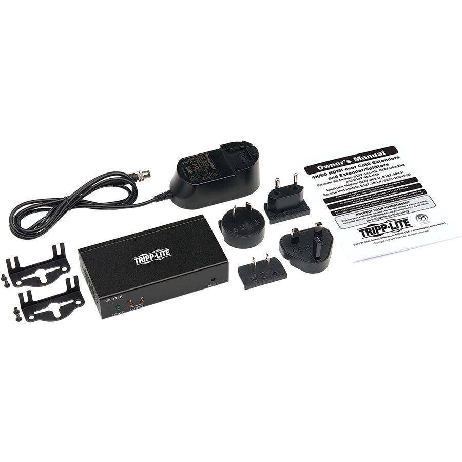Tripp Lite B127-002-H 2-Port Hdmi Over Cat6 Splitter/Extender, Transmitter For Video/Audio, 4K 60 Hz, Poc, Hdr, 125 Ft., Taa