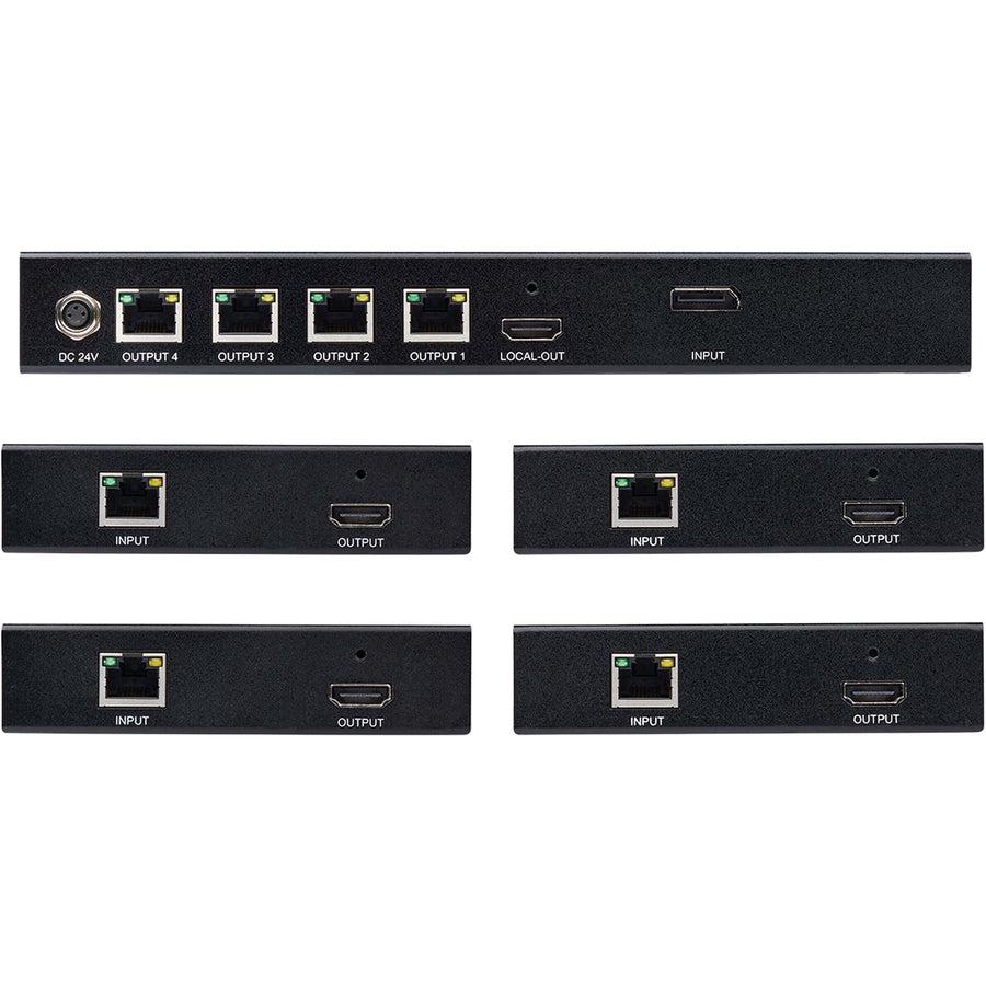 Tripp Lite B127-004-D4H 4-Port Displayport To Hdmi Over Cat6 Splitter/Extender Kit, Transmitter/4 Receivers, 4K 60 Hz, Poc, 125 Ft., Taa