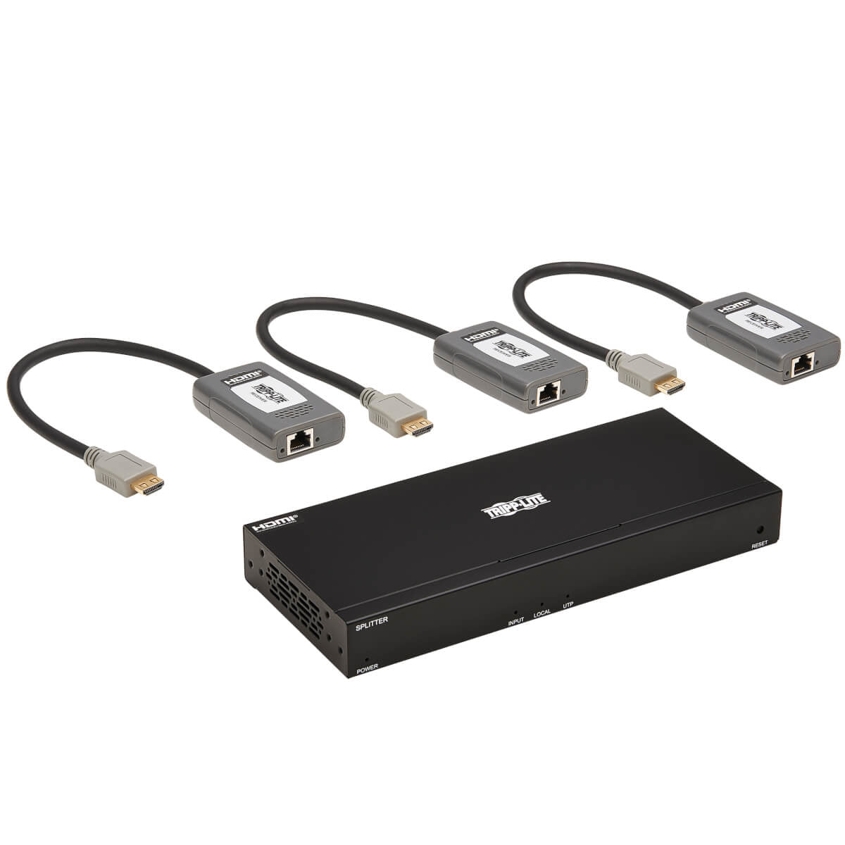 Tripp Lite B127A-004-Bhph3 4-Port Hdmi Over Cat6 Extender Kit, Splitter/3X Pigtail Receivers - 4K 60 Hz, Hdr, 4:4:4, Poc, 230 Ft. (70.1 M), Taa