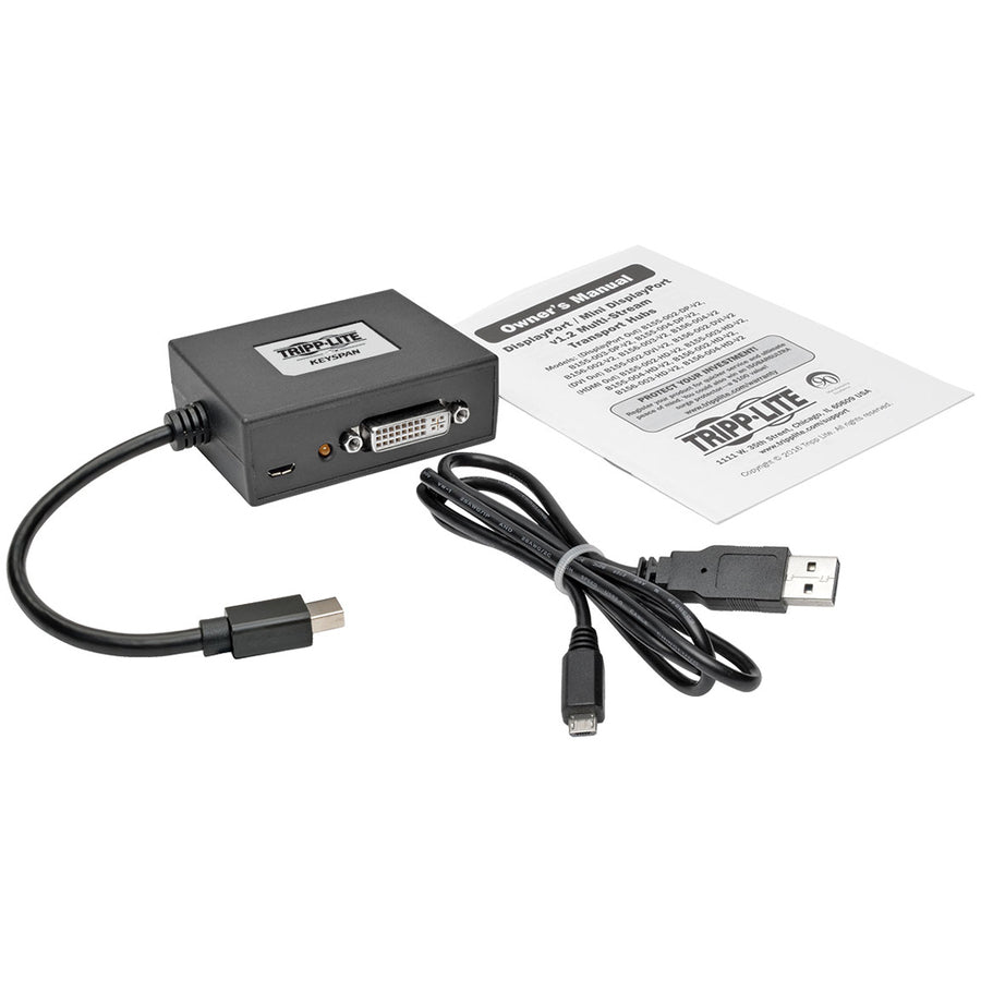 Tripp Lite B155-002-Dvi-V2 2-Port Mini Displayport To Dvi Multi-Monitor Splitter, Mst Hub, Dp1.2, Taa
