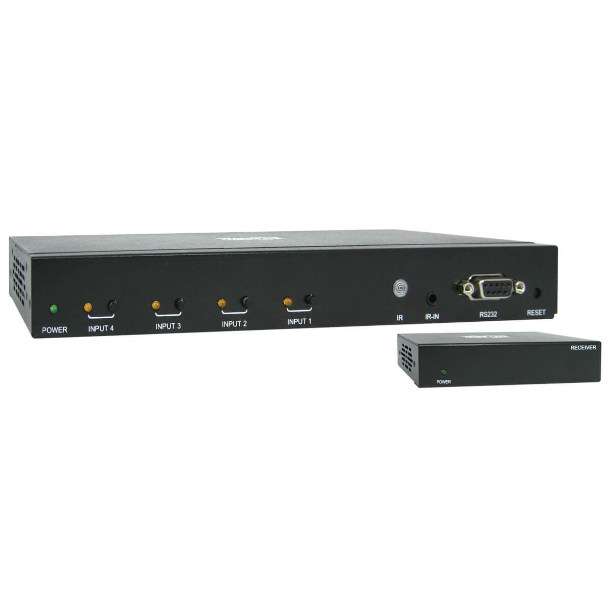 Tripp Lite B320-4X1-Hh-K2 4-Port Hdmi Switch Kit, 4K 60 Hz, 4 Hdmi Inputs To 1 Hdmi Over Cat6 Extender, 125 Ft., Taa