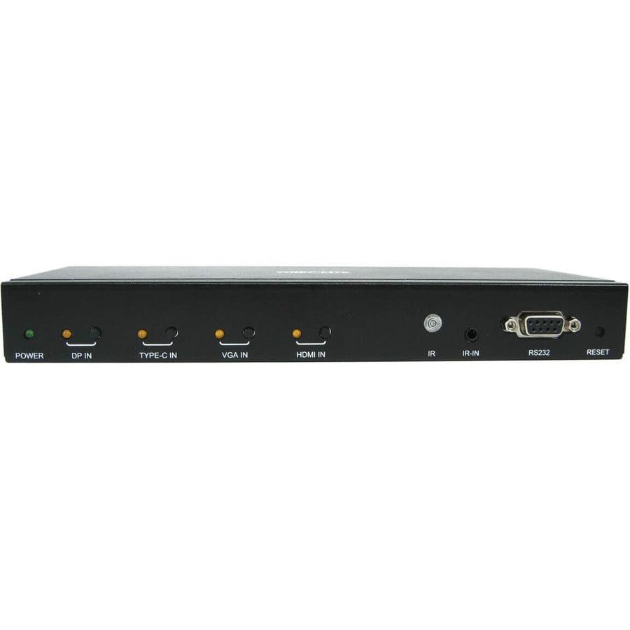 Tripp Lite B320-4X1-Mhe-K 4-Port Presentation Switch Kit, 4K 60 Hz (4:4:4) Hdmi, Dp, Usb-C And Vga To Hdmi Over Cat6 Extender, 125 Ft., Taa