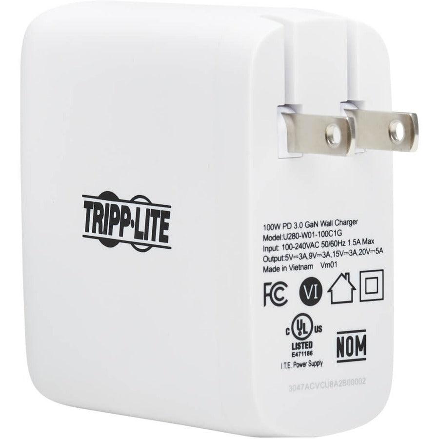 Tripp Lite Compact 1-Port Usb-C Wall Charger - Gan Technology, 100W Pd3.0 Charging, White