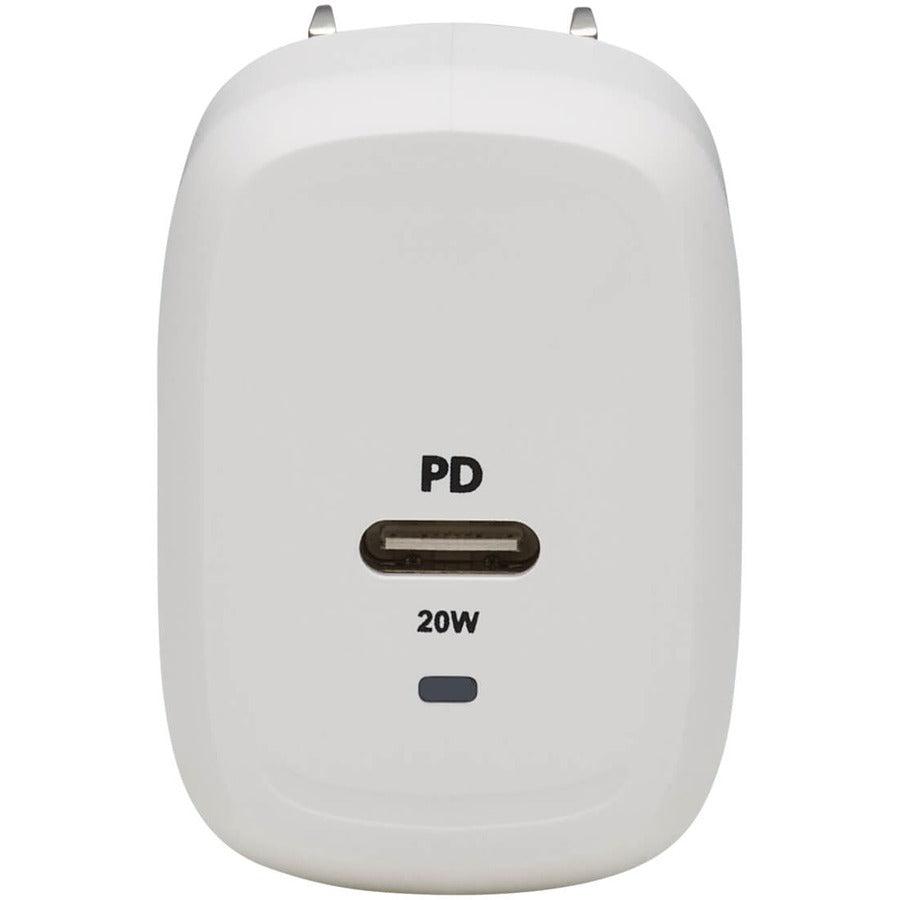 Tripp Lite Compact 1-Port Usb-C Wall Charger - Gan Technology, 20W Pd3.0 Charging, White