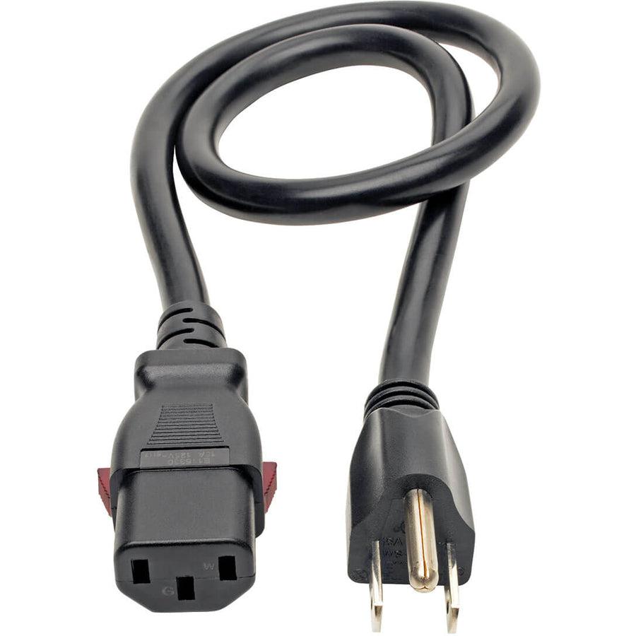 Tripp Lite Computer Power Cord, Nema 5-15P To Locking C13 - Heavy Duty, 15A, 125V, 14 Awg, 3 Ft., Black