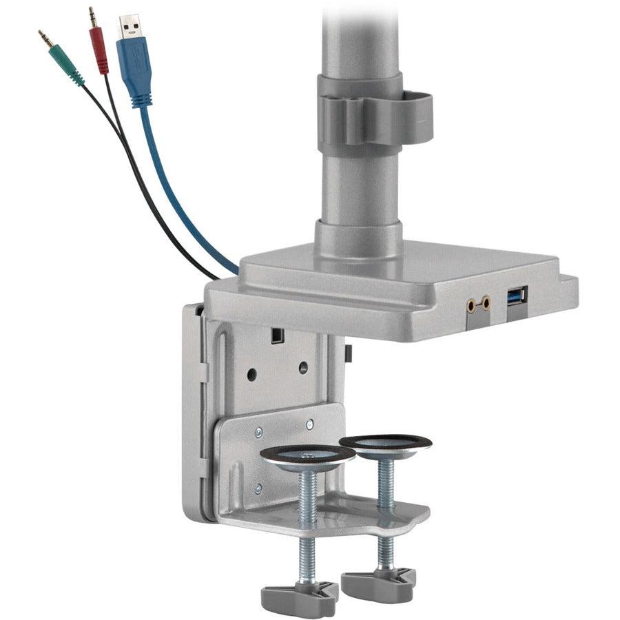 Tripp Lite Ddr1730Tal Triple-Display Flex-Arm Desktop Clamp For 17” To 30” Flat-Screen Displays - Usb And Audio Ports, Aluminum