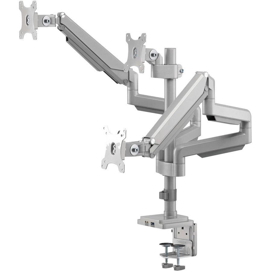 Tripp Lite Ddr1730Tal Triple-Display Flex-Arm Desktop Clamp For 17” To 30” Flat-Screen Displays - Usb And Audio Ports, Aluminum