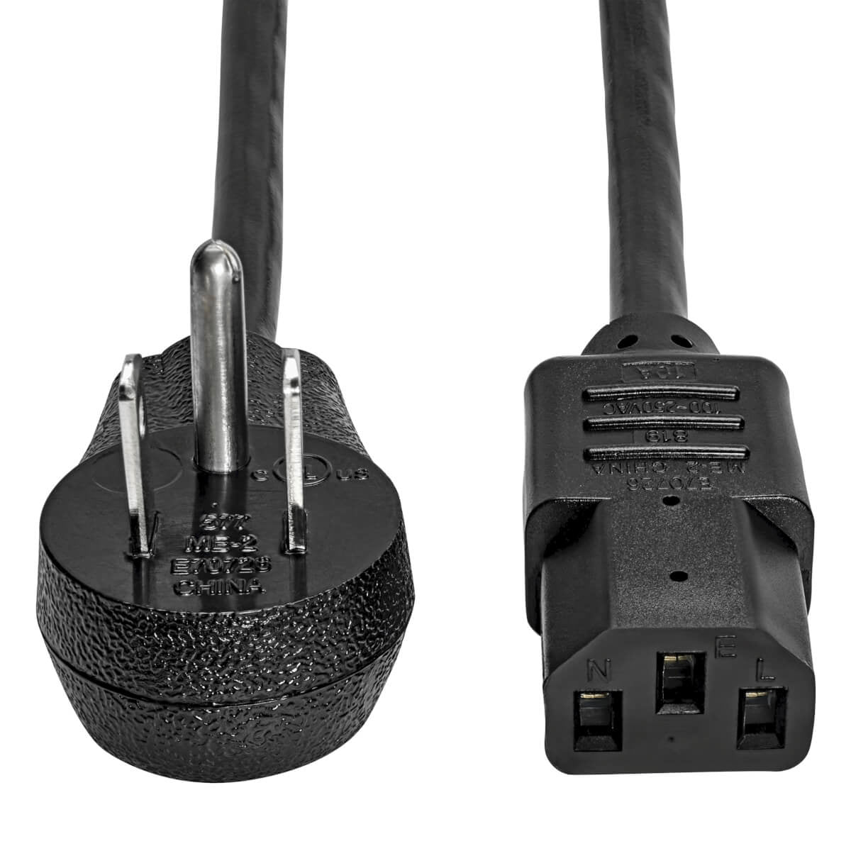 Tripp Lite Desktop Computer Ac Power Cord, Right-Angle Nema 5-15P To C13 - 10A, 125V, 18 Awg, 3 Ft., Black