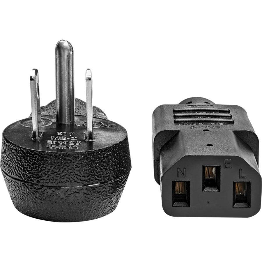 Tripp Lite Desktop Computer Ac Power Cord, Right-Angle Nema 5-15P To C13 - 10A, 125V, 18 Awg, 10 Ft., Black