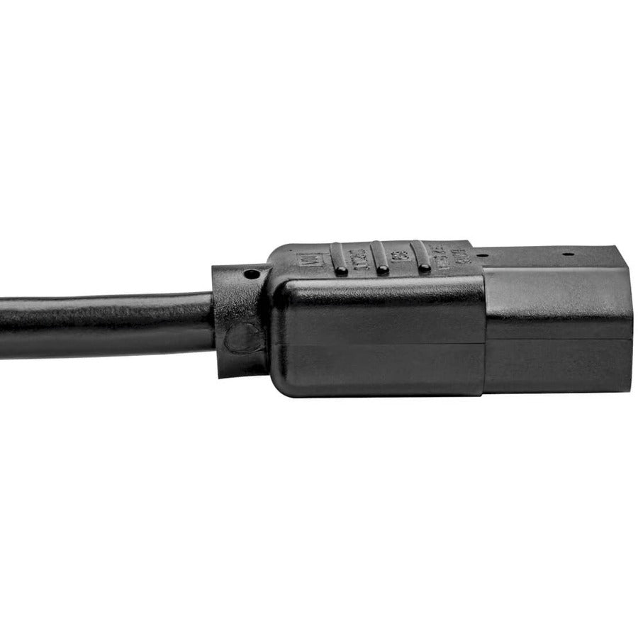 Tripp Lite Desktop Computer Ac Power Cord, Right-Angle Nema 5-15P To C13 - 10A, 125V, 18 Awg, 3 Ft., Black