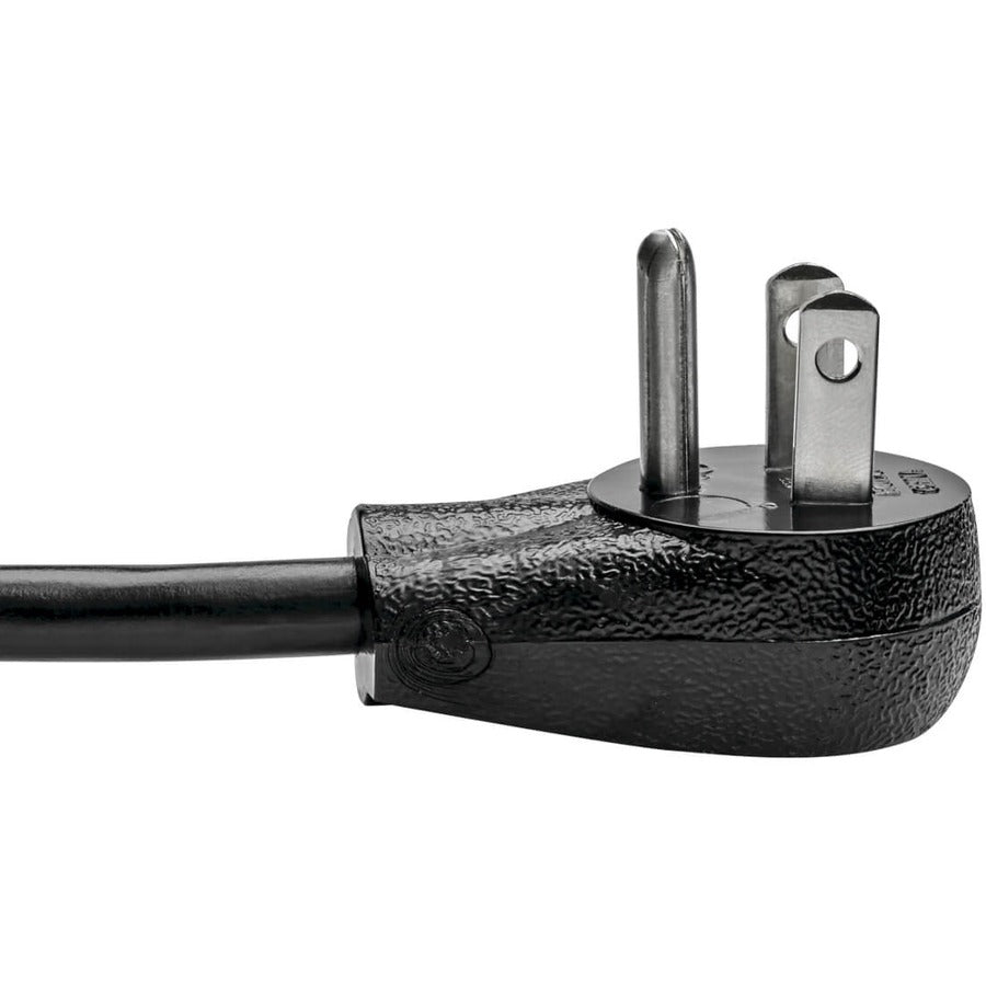Tripp Lite Desktop Computer Ac Power Cord, Right-Angle Nema 5-15P To C13 - 10A, 125V, 18 Awg, 3 Ft., Black