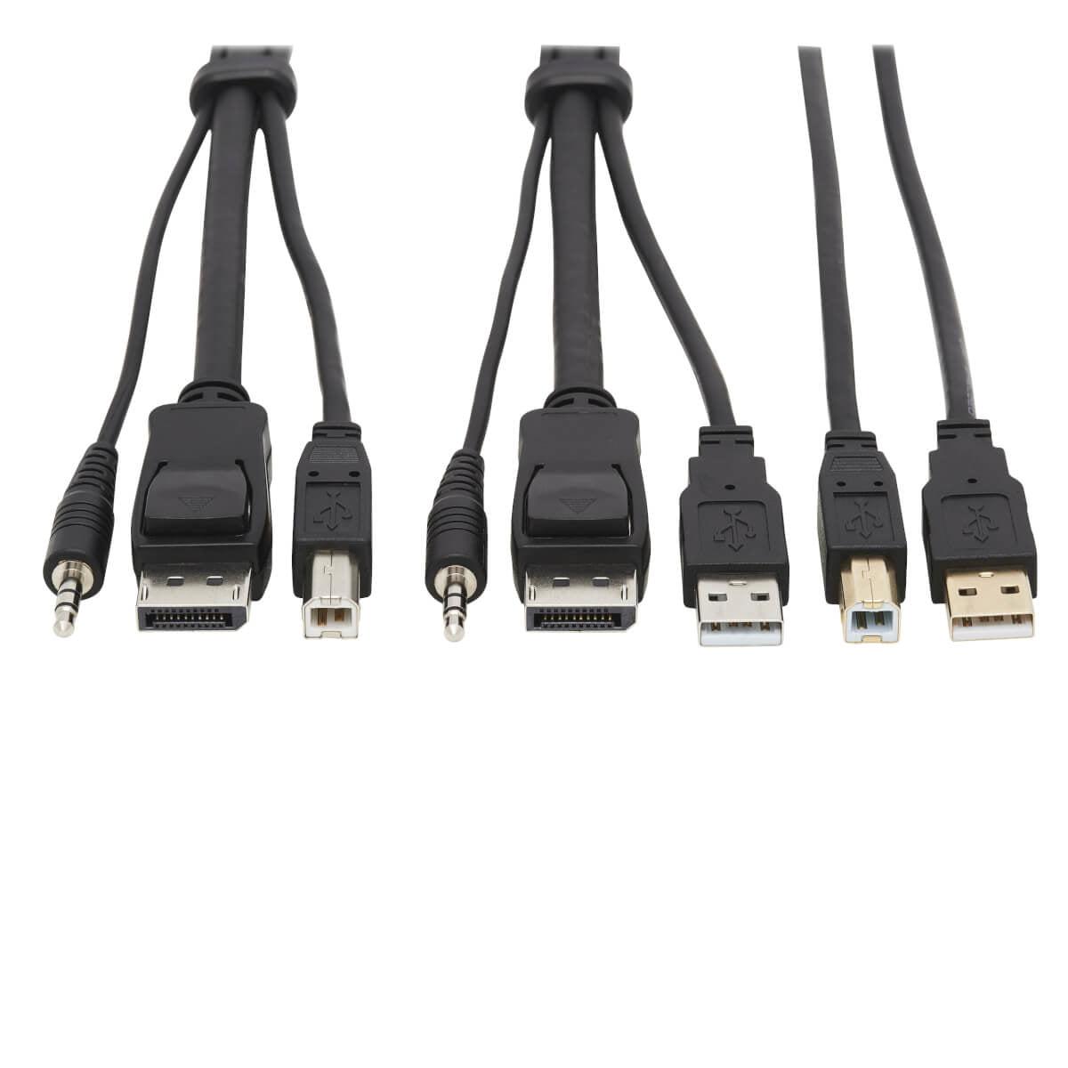 Tripp Lite Displayport Kvm Cable Kit - Dp, Usb, 3.5 Mm Audio (3Xm/3Xm) + Usb (M/M), 4K, 4:4:4, 6 Ft. (1.83 M), Black