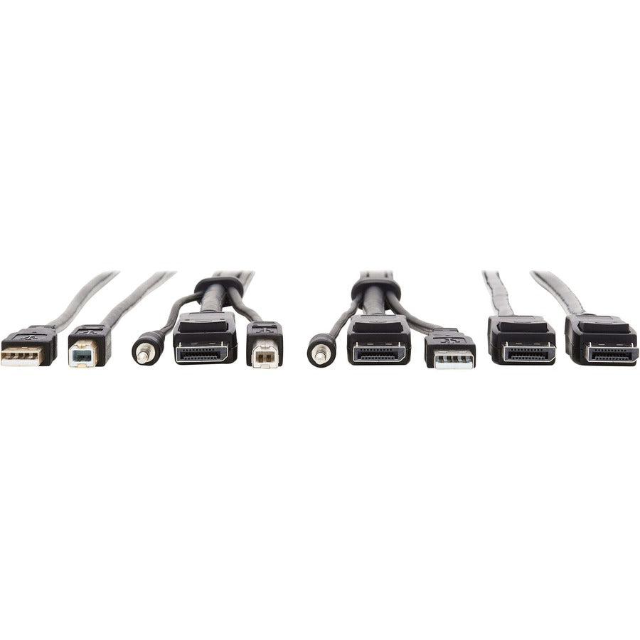 Tripp Lite Displayport Kvm Cable Kit - Dp, Usb, 3.5 Mm Audio (3Xm/3Xm) + Usb (M/M) + Dp (M/M), 4K, 6 Ft. (1.83 M), Black