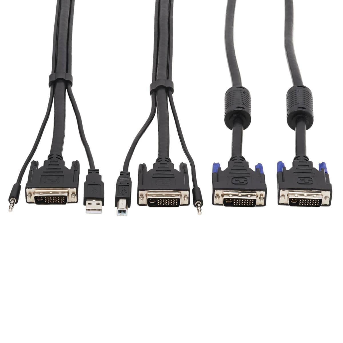 Tripp Lite Dual Dvi Kvm Cable Kit - Dvi, Usb, 3.5 Mm Audio (3Xm/3Xm) + Dvi (M/M), 10 Ft. (3.05 M)