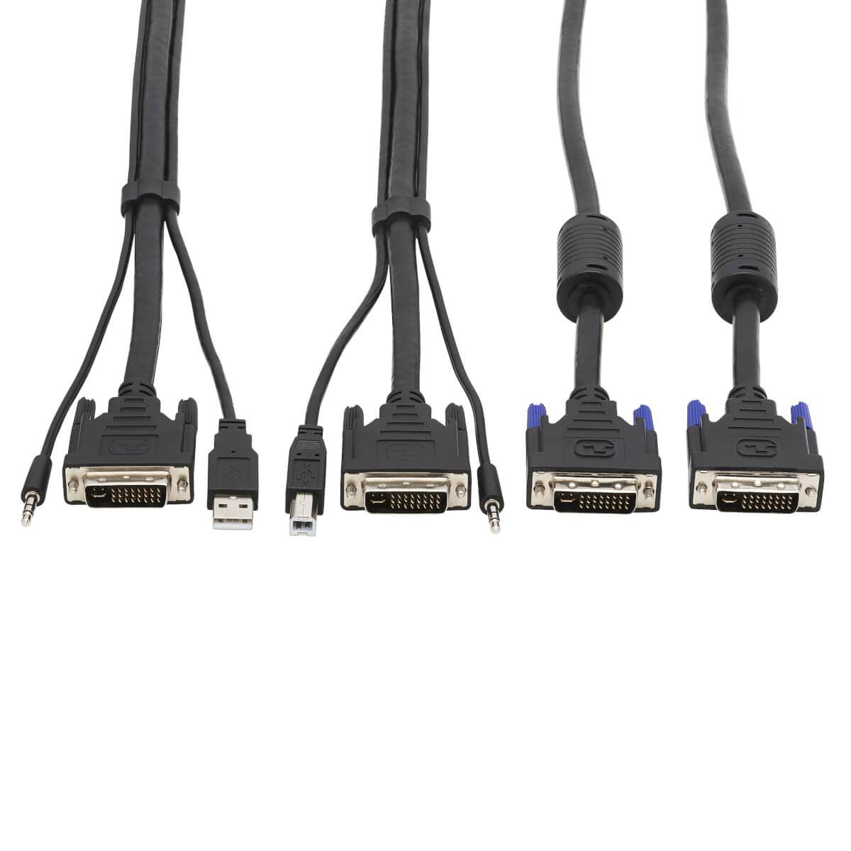 Tripp Lite Dual Dvi Kvm Cable Kit - Dvi, Usb, 3.5 Mm Audio (3Xm/3Xm) + Dvi (M/M), 6 Ft. (1.83 M)