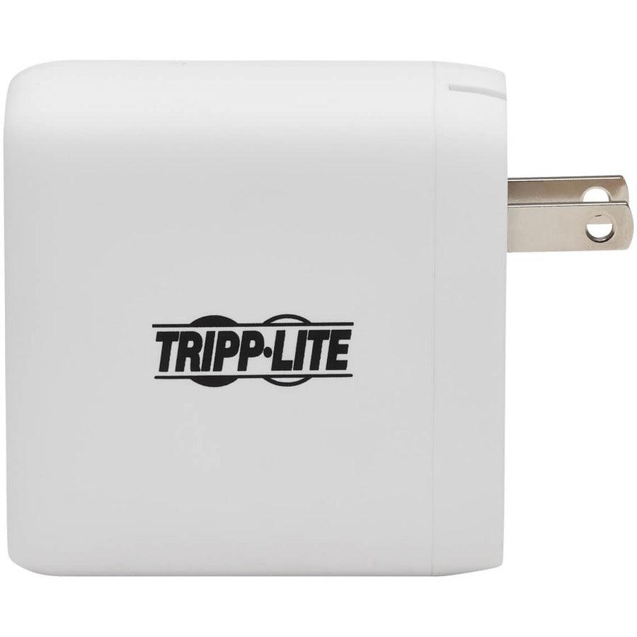 Tripp Lite Dual-Port Compact Usb-C Wall Charger - Gan Technology, 68W Pd Charging (50W+18W), White