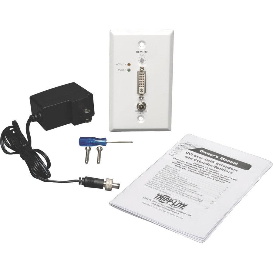 Tripp Lite Dvi Over Cat5/6 Extender, Extended-Range Video Wallplate Receiver, 1920 X 1080 @ 60 Hz, Up To 200 Ft, Rj45 Keystone Jack