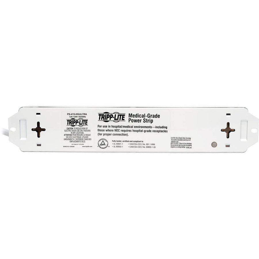 Tripp Lite For Patient-Care Vicinity–Ul 60601-1 Medical-Grade Power Strip; 4 15A Hospital-Grade Outlets, Safety Covers, 6 Ft. Cord