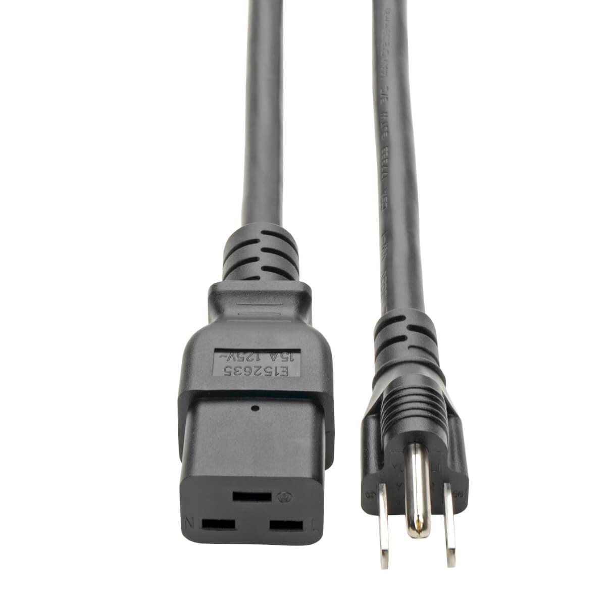 Tripp Lite Heavy-Duty Power Adapter Cord Lead Cable, 15A, 14Awg (Iec-320-C19 To Nema 5-15P), 2.43 M (8-Ft.)