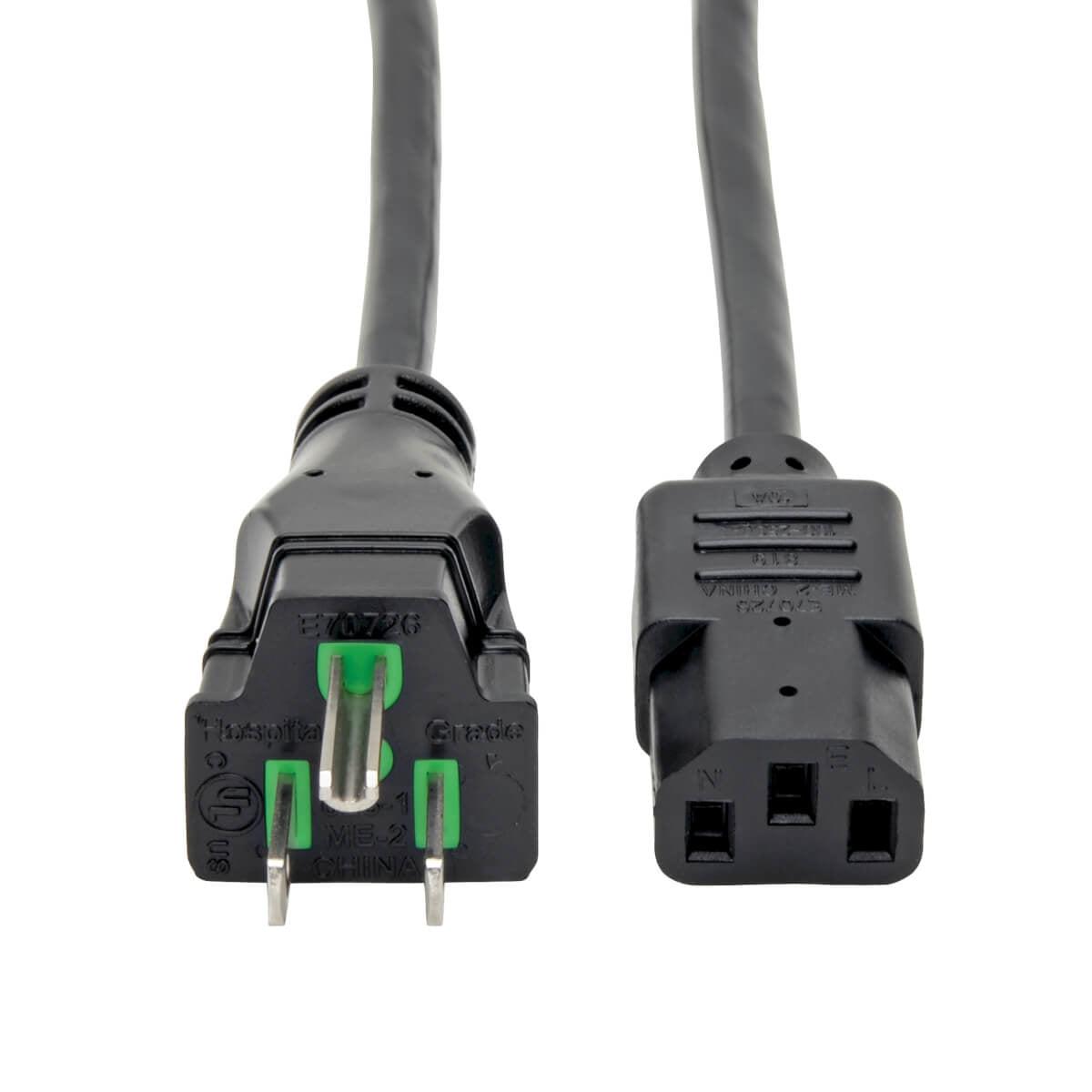 Tripp Lite Hospital-Grade Coiled Computer Power Cord Lead Cable, 10A, 18Awg (Nema 5-15P To Iec-320-C13), 2.43 M (8-Ft.)