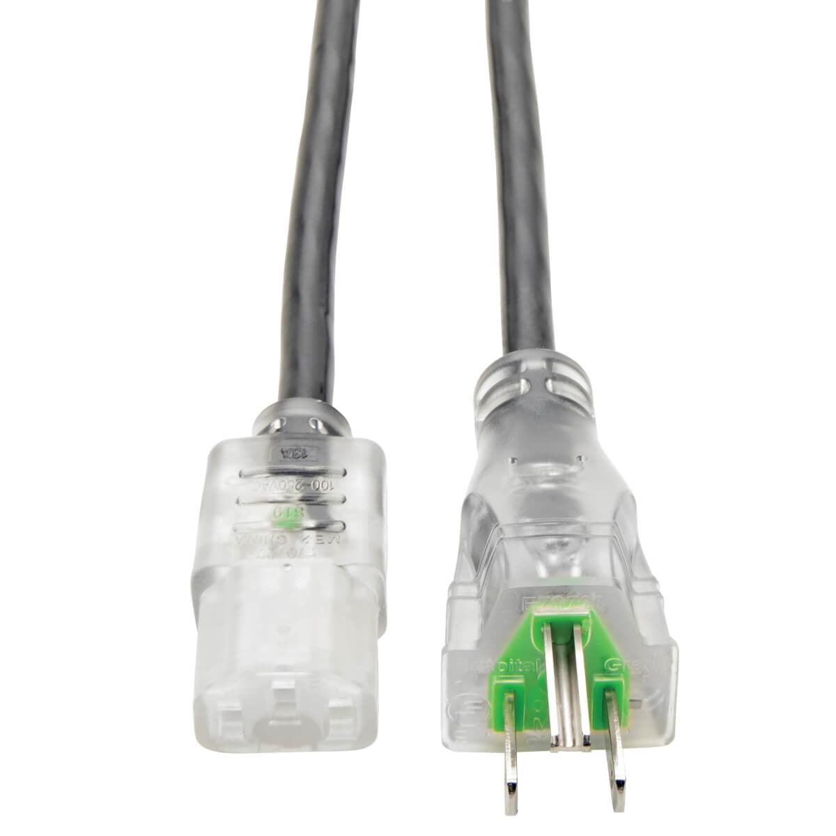 Tripp Lite Hospital-Grade Computer Power Cord Lead Cable With Clear Plugs, 13A, 16Awg (Nema 5-15P To Iec-320-C13), 1.83 M (6-Ft.)